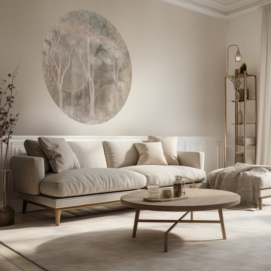 Wall Art Incantata - mural koło w drzewa z tłem w łuki