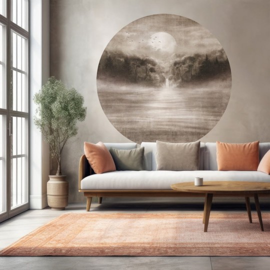 Wall Art Tramonto - mural koło w nocny krajobraz