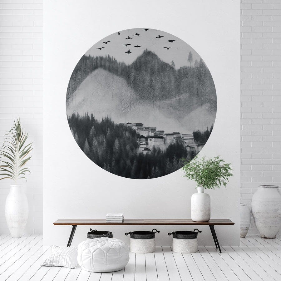 Wall Art Tenebis - mural koło w górski krajobraz