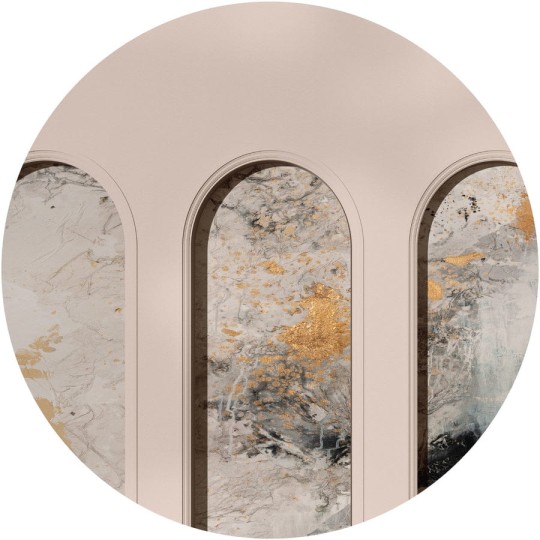 Wall Art Libra Beige Fog - mural koło w architektonicznym stylu