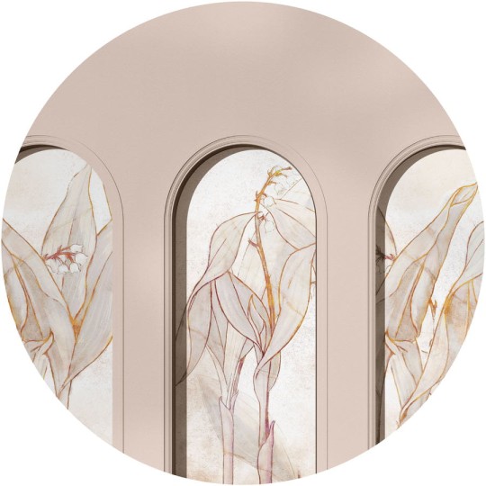 Wall Art Libra Beige Lirio - mural koło w architektonicznym stylu