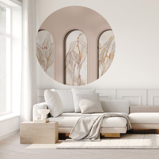 Wall Art Libra Beige Lirio - mural koło w architektonicznym stylu