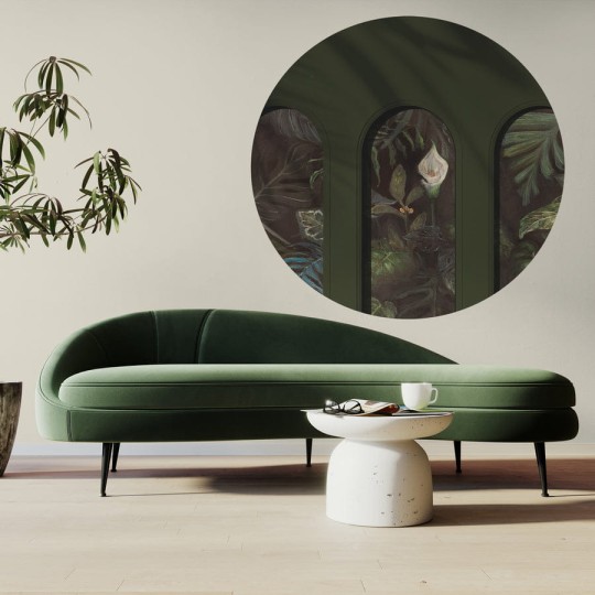 Wall Art Libra Olive Calla - mural koło w architektonicznym stylu