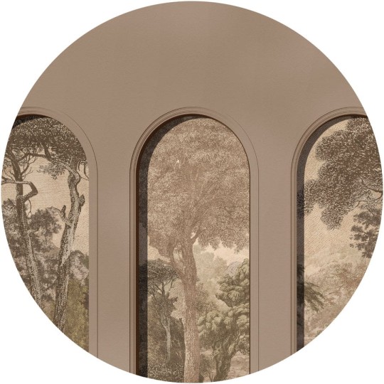 Wall Art Libra Coffee Hood Beige - mural koło w architektonicznym stylu