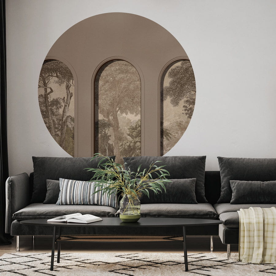 Wall Art Libra Coffee Hood Beige - mural koło w architektonicznym stylu