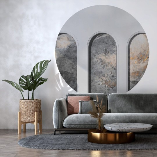 Wall Art Libra Light Grey Harmony Ash - mural koło w architektonicznym stylu