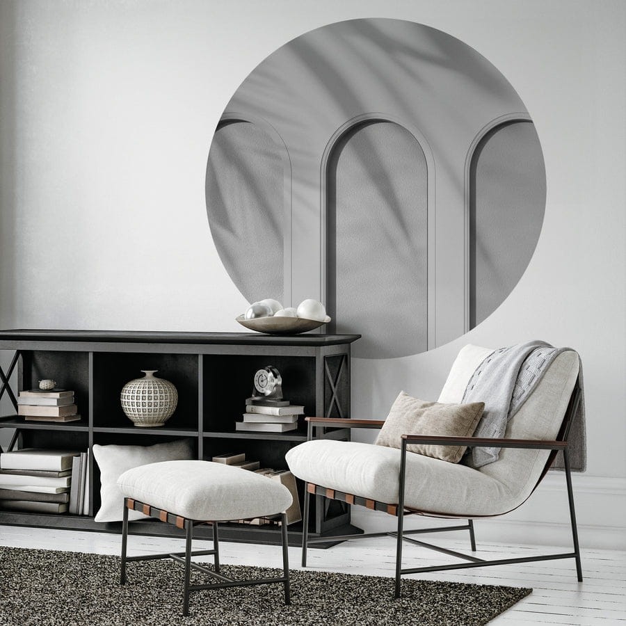 Wall Art Libra Light Grey - mural koło w architektonicznym stylu