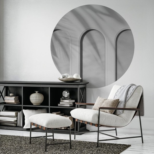 Wall Art Libra Light Grey - mural koło w architektonicznym stylu