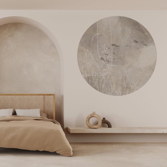 Wall Art Anetum - mural koło w rośliny na betonowym tle