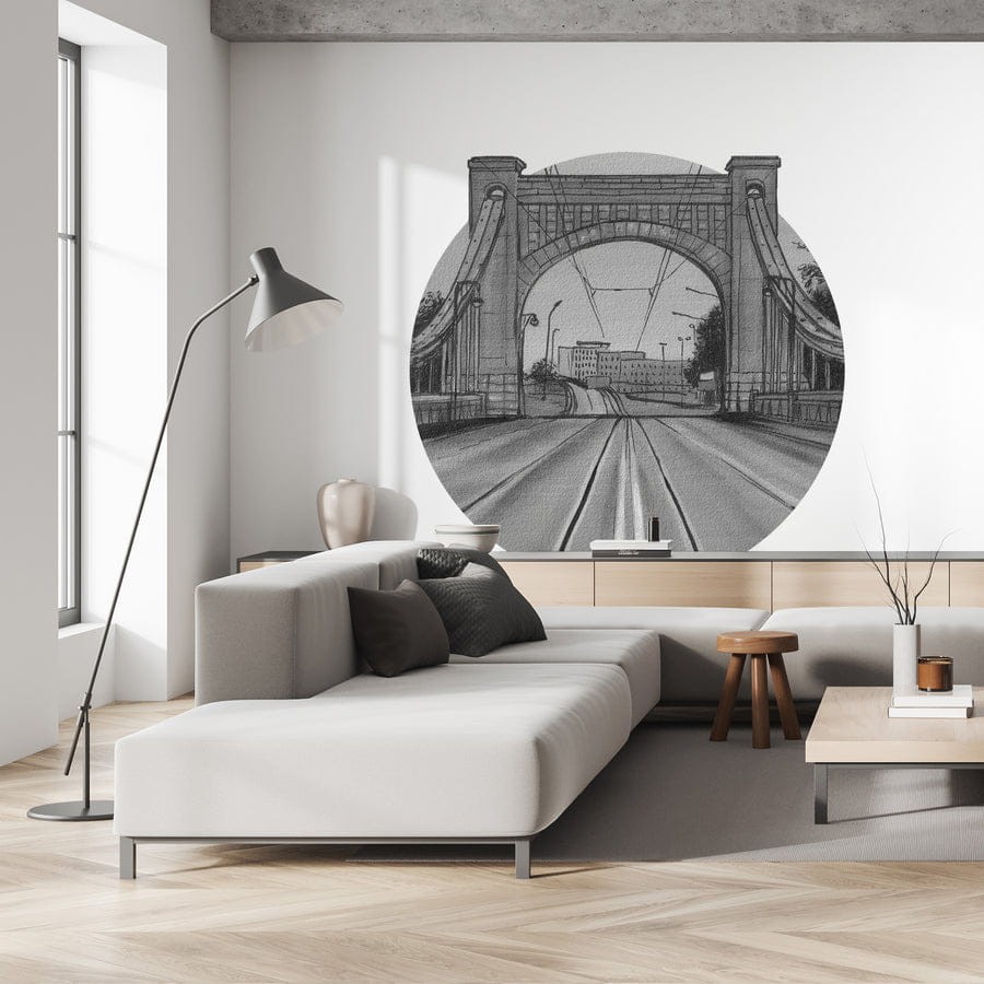 Wall Art Bridge B&W - mural koło w Most Grunwaldzki