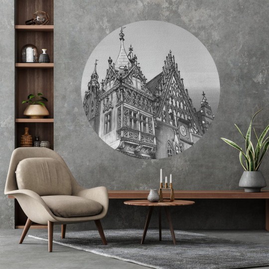 Wall Art Town Hall B&W - mural koło w architektonicznym stylu