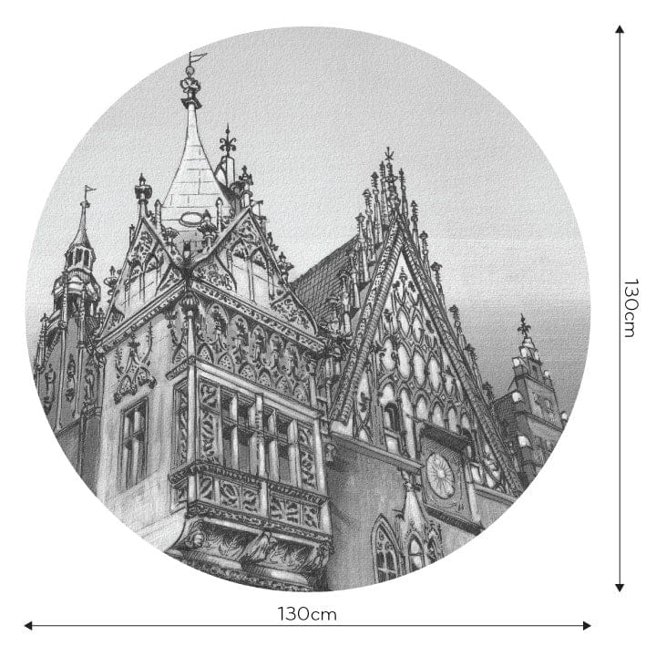 Wall Art Town Hall B&W - mural koło w architektonicznym stylu