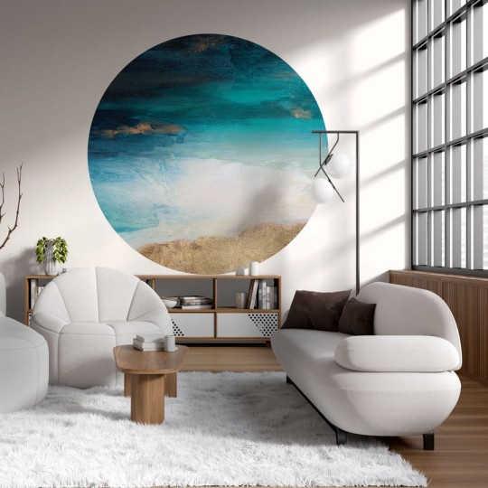 Wall Art Santorini - mural koło w morski krajobraz