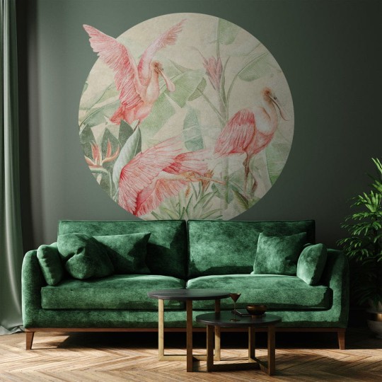 Wall Art Rainforest Ajaja - mural koło we flamingi