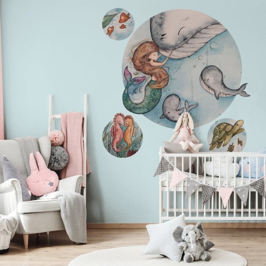 Wall Art Sea Child - mural koło dziecięcy w syrenkę