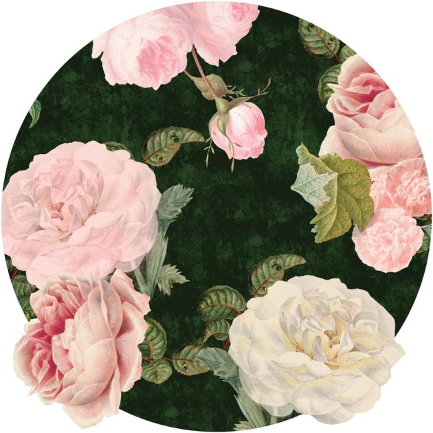 Wall Art Roses Dark Green - mural koło w róże