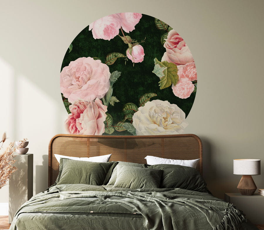 Wall Art Roses Dark Green - mural koło w róże