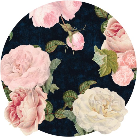 Wall Art Roses Dark Blue - mural koło w róże