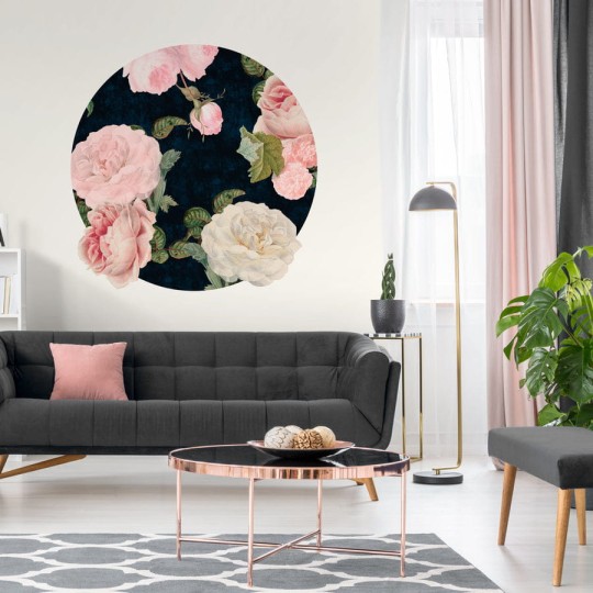 Wall Art Roses Dark Blue - mural koło w róże