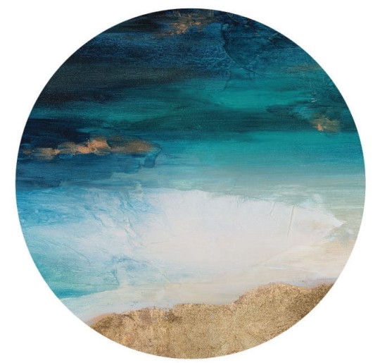 Wall Art Santorini - mural koło w morski krajobraz