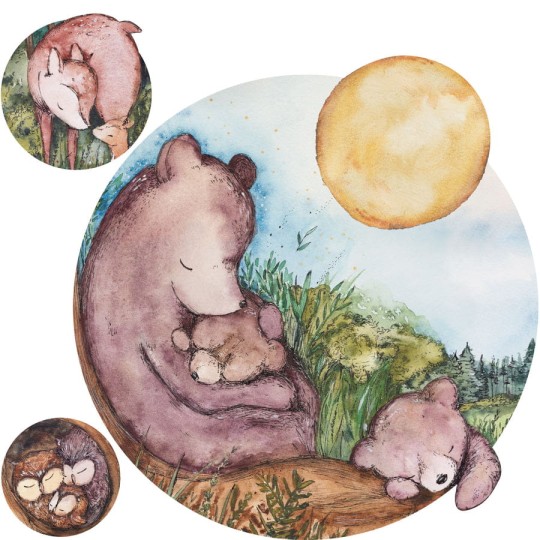Wall Art Bears Family - mural koło dziecięcy w niedźwiadki
