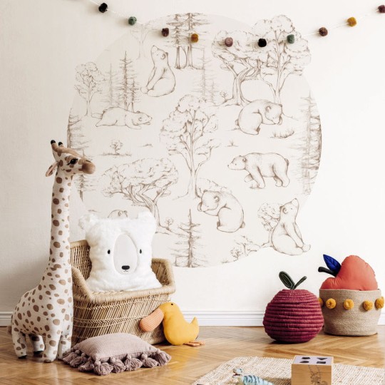 Wall Art Orso - mural koło dziecięcy w niedźwiadki