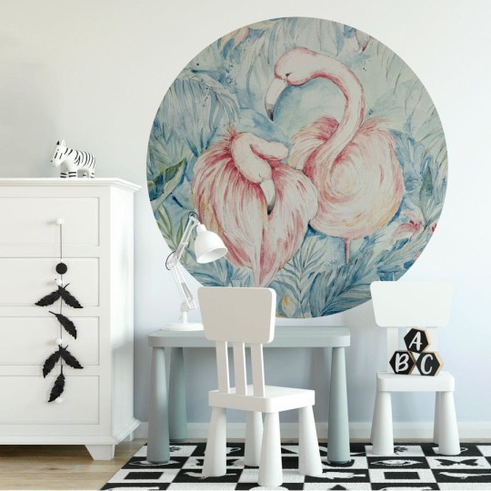 Wall Art Malibu - mural koło we flamingi