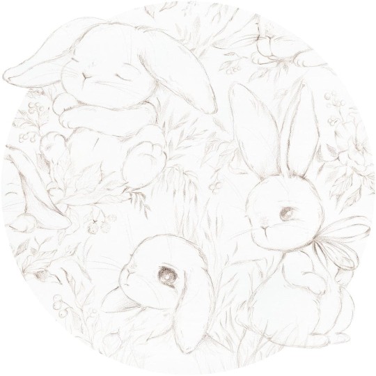 Wall Art Fluffy - mural koło dla dzieci w minimalistyczne zajączki