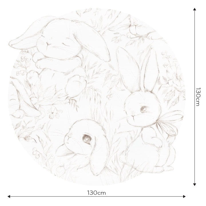 Wall Art Fluffy - mural koło dla dzieci w minimalistyczne zajączki