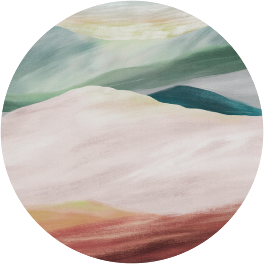 Wall Art Impression - mural koło w górski krajobraz w abstrakcyjnym stylu