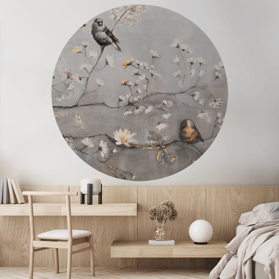 Wall Art Swing - mural koło w ptaki na gałęziach