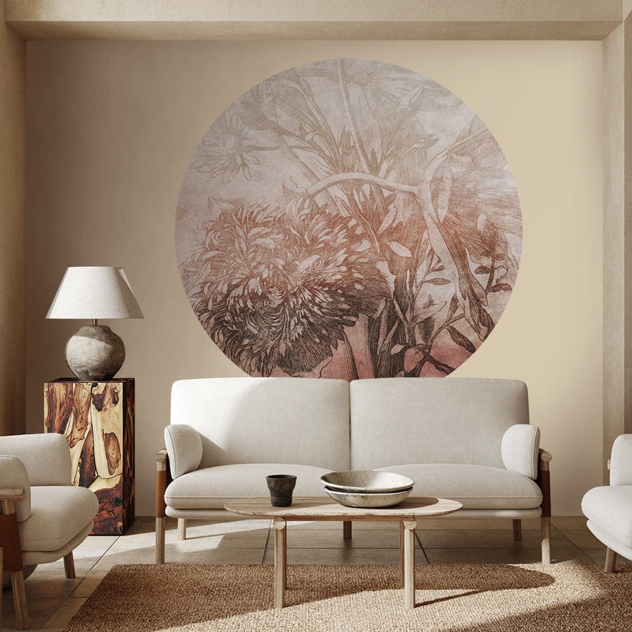 Wall Art Rust Ombre Flower - mural koło w motyw ombre i roślin