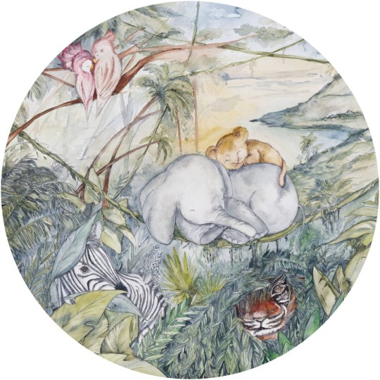 Wall Art Wild Life I - mural koło dla dzieci w dżunglę