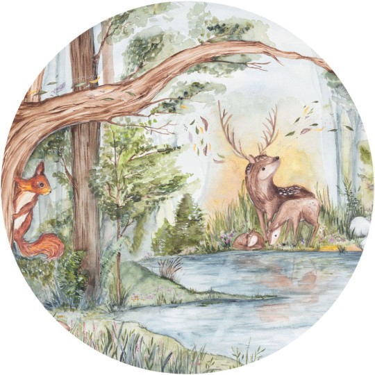 Wall Art Deer Friends - mural koło dla dzieci w jelenia