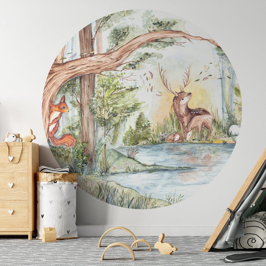 Wall Art Deer Friends - mural koło dla dzieci w jelenia