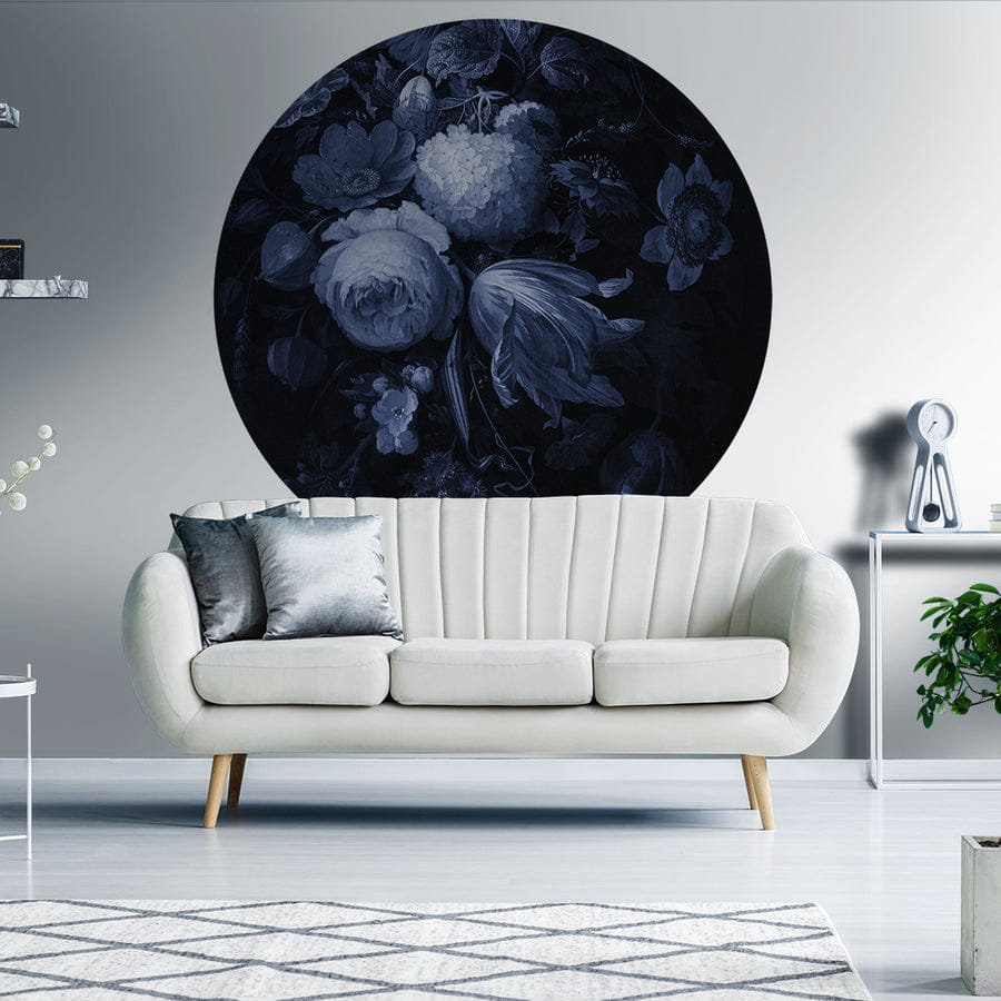 Wall Art Boudoir Navy - mural koło w duże kwiaty
