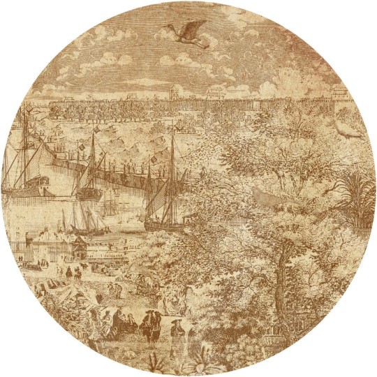 Wall Art Gulliver Rust II - mural koło w nadmorskie miasteczko