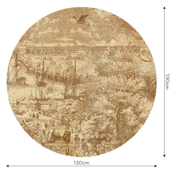 Wall Art Gulliver Rust II - mural koło w nadmorskie miasteczko