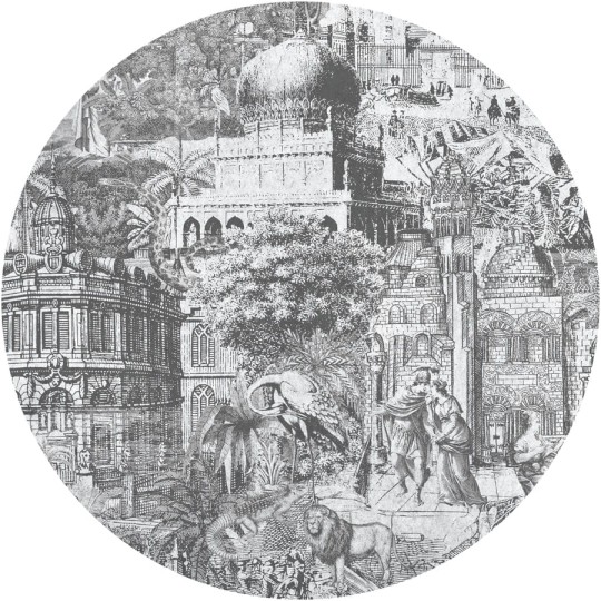 Wall Art Gulliver Grey - mural koło w krajobraz miejski