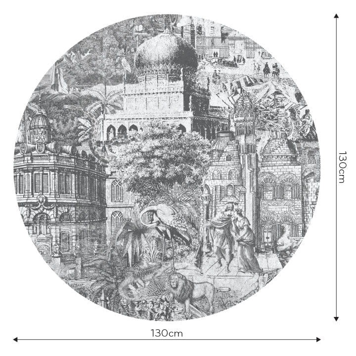 Wall Art Gulliver Grey - mural koło w krajobraz miejski