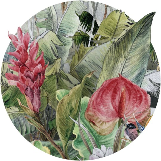 Wall Art Wonderland - mural koło w egzotyczne rośliny