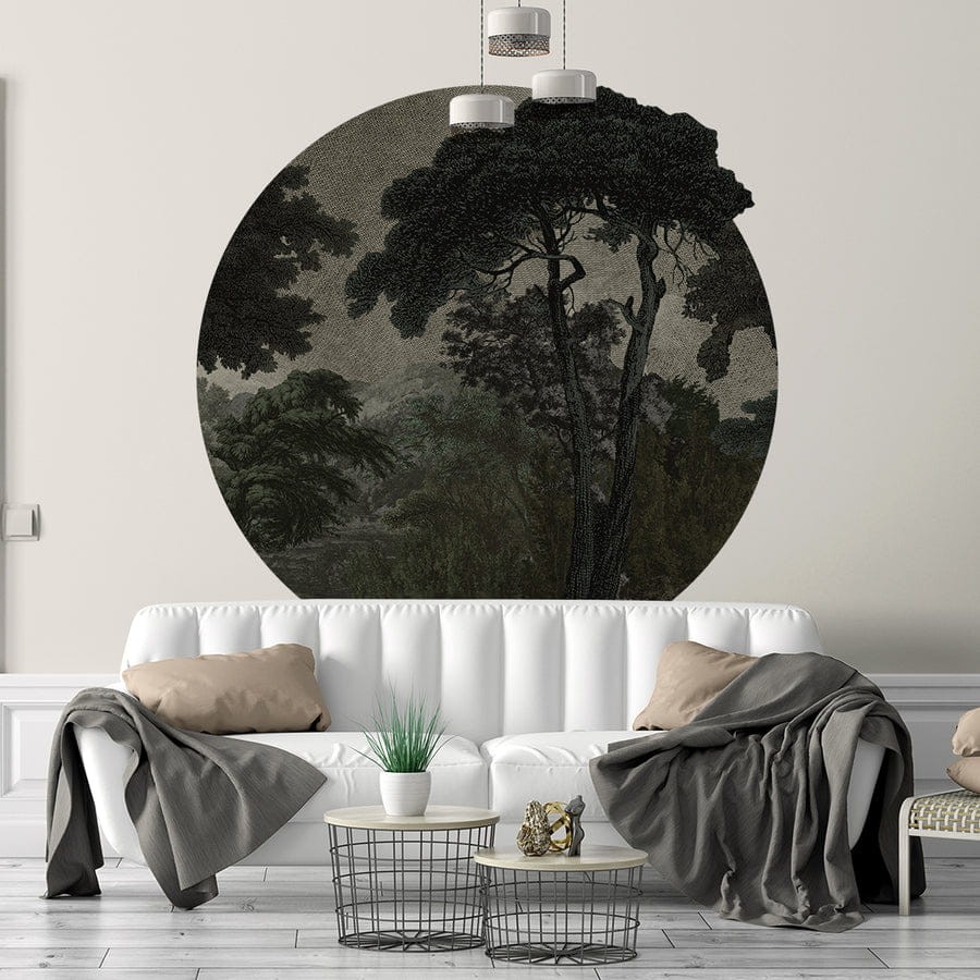 Wall Art Hood Dark - mural koło w roślinny motyw
