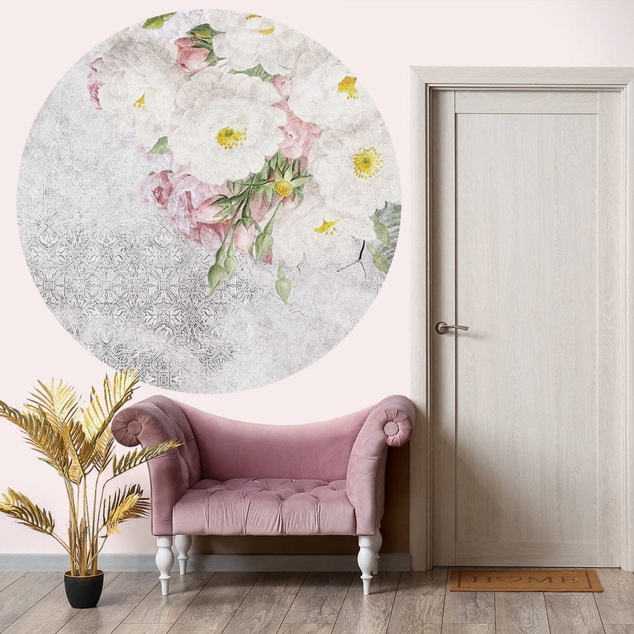 Wall Art Cherished - mural koło w duże kwiaty