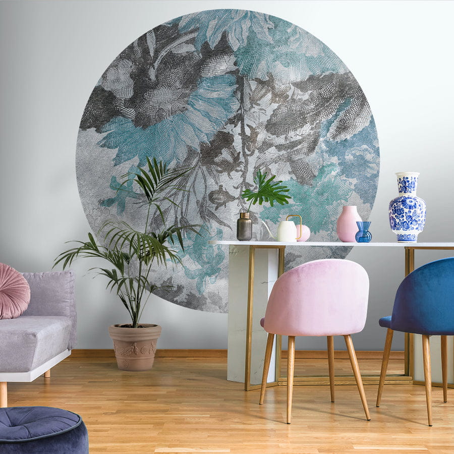 Wall Art Anemone - mural koło w kwiaty w graficznym stylu