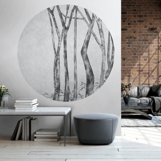 Wall Art Betulla - mural koło szkicowany węglem