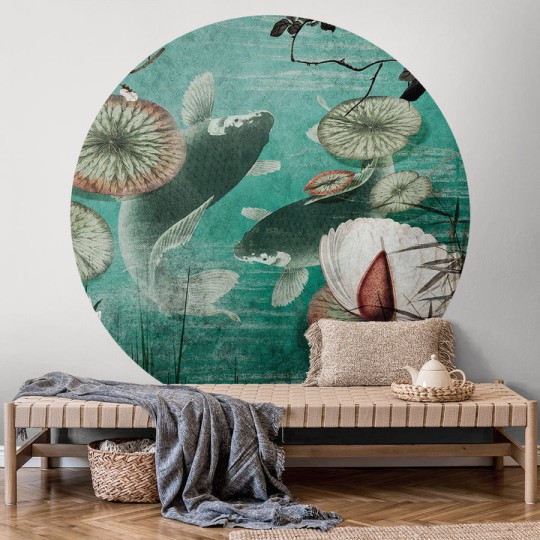 Wall Art Hanami - mural koło w japońskim stylu w ryby