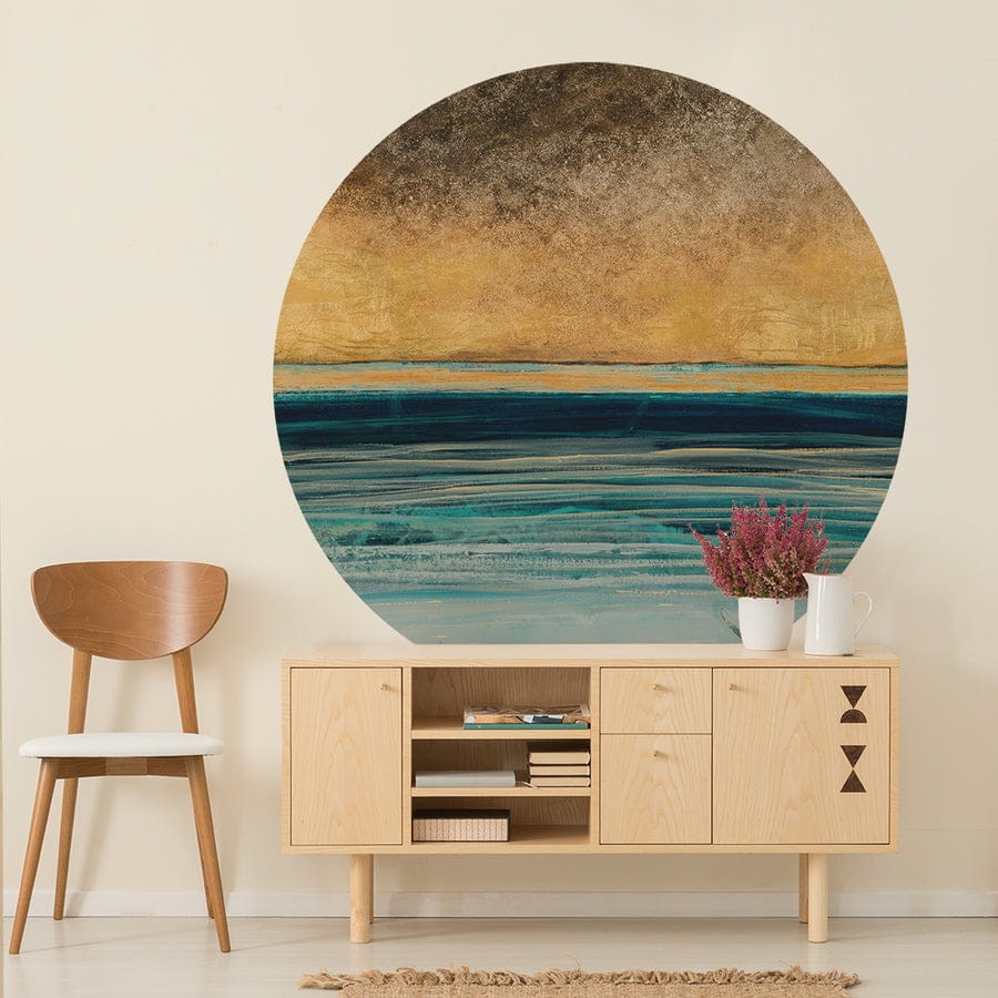 Wall Art Pecan - mural koło w morski pejzaż w abstrakcyjnym stylu