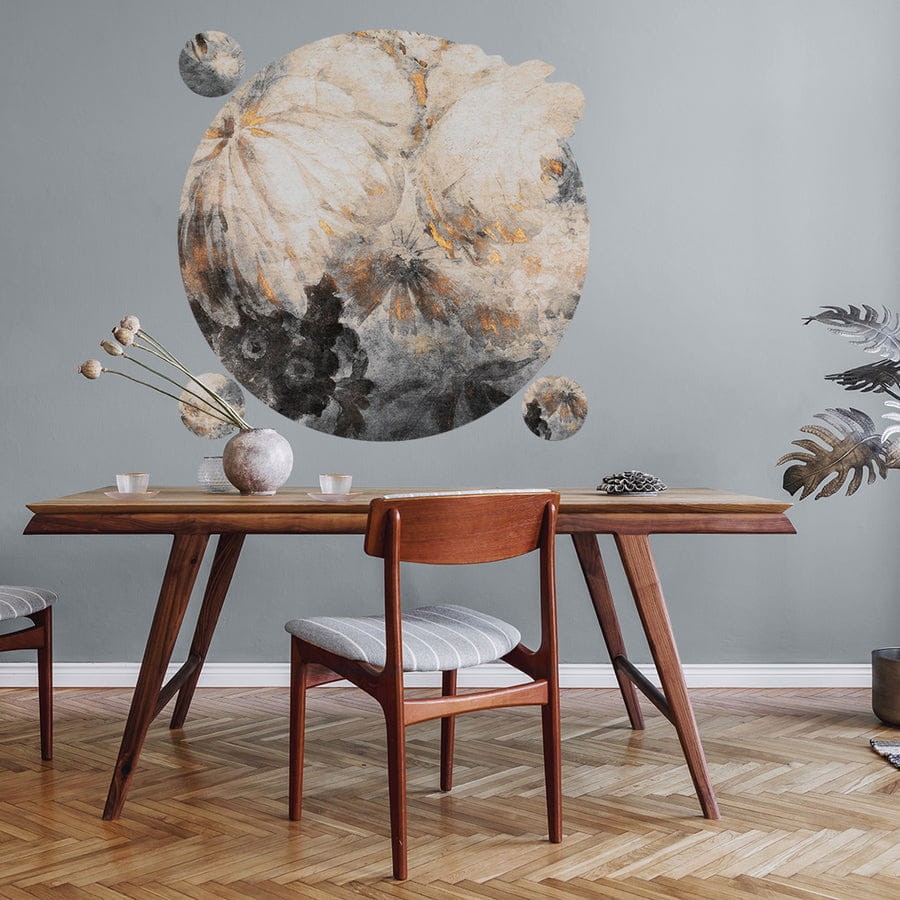 Wall Art Harmony Ash - mural koło w płatki kwiatów