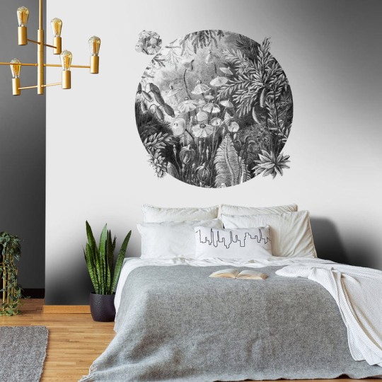 Wall Art Fairytale Black and White - mural koło z motywem lasu