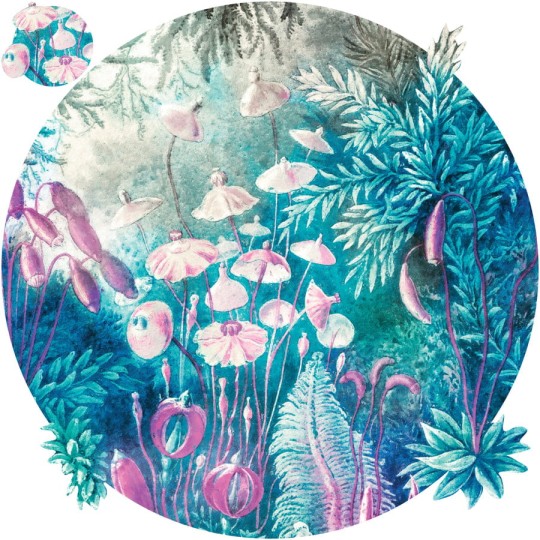 Wall Art Fairytale Blue - mural koło z motywem lasu